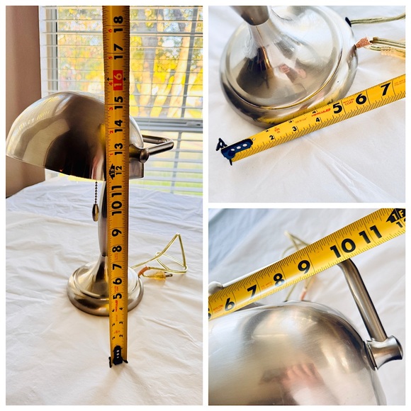 VINTAGE 15” Bankers Desk Lamp Elegant Chrome Matte Silver - Picture 14 of 16